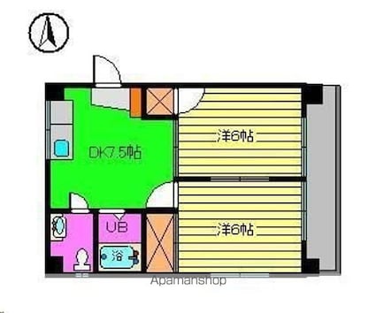 ペアハイツ小坂Ⅱ[2DK/38.88m2]の間取図