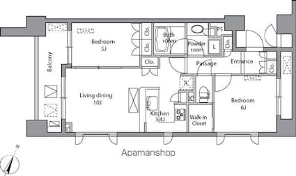 レジディア水道橋[2LDK/57.03m2]の間取図