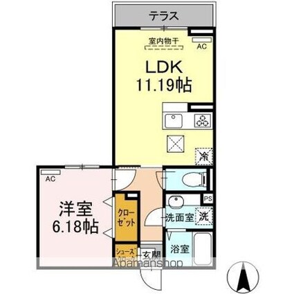 アヴァンス中村南[1LDK/42.04m2]の間取図