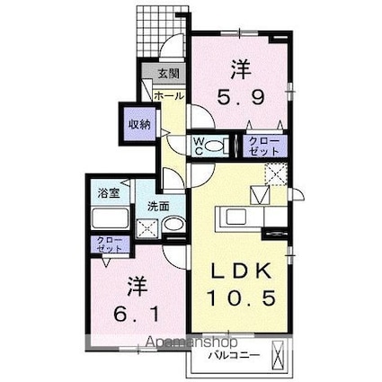 レジーナＢ[2LDK/53.95m2]の間取図