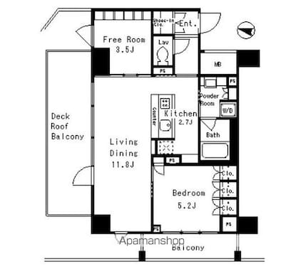 ＭＦＰＲコート目黒南[1LDK/54.21m2]の間取図