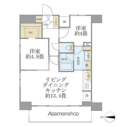 デュオフラッツ葛西[2LDK/52.57m2]の間取図