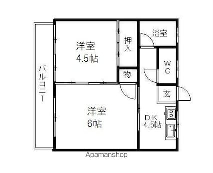 グリーンハイツ下山[2K/34.78m2]の間取図