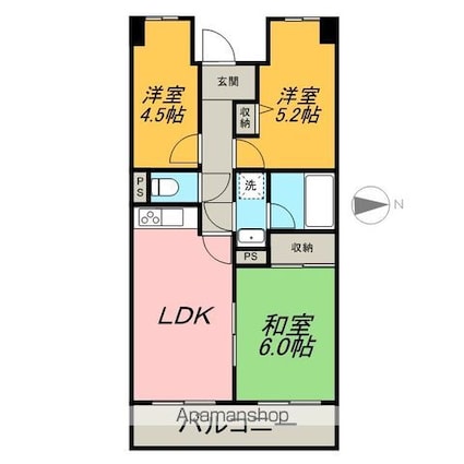 カンケン西藤マンション[2LDK/52.88m2]の間取図