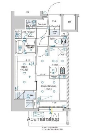 ＳＹＦＯＲＭＥ　ＷＡＳＥＤＡ[1DK/25.73m2]の間取図