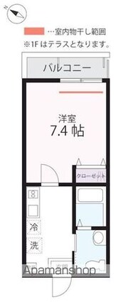 ハーミットクラブハウス浅間台Ｂ[1K/24.47m2]の間取図