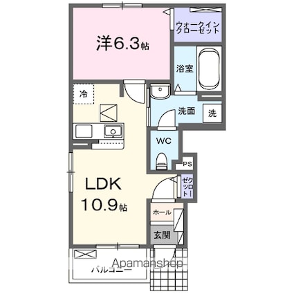 クレール　ストーン　Ⅱ[1LDK/42.61m2]の間取図