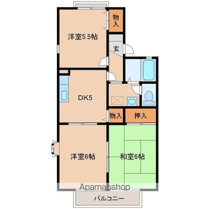 フレール沖野Ｂ[3DK/50.45m2]の間取図
