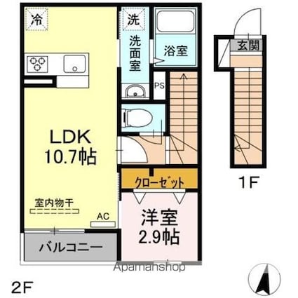 アンジュール高島平Ⅱ[1LDK/38.08m2]の間取図