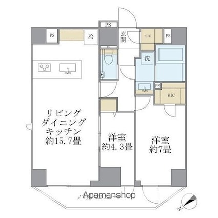 ルネサンス赤坂プレミアムコート[2LDK/62.75m2]の間取図