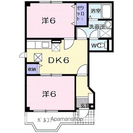 ロータスハイツ[2DK/44.34m2]の間取図