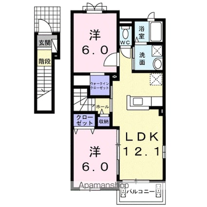 モルトベーネⅡ[2LDK/58.21m2]の間取図