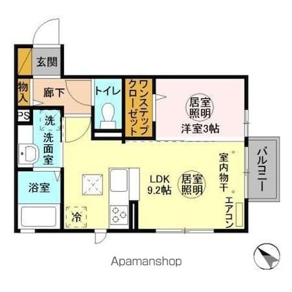 ティアラ　中丸[1LDK/32.6m2]の間取図