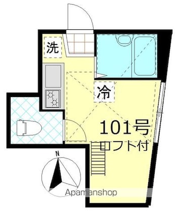 プリームス品川[1R/15.48m2]の間取図