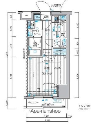 メインステージ新御徒町[1K/25.6m2]の間取図