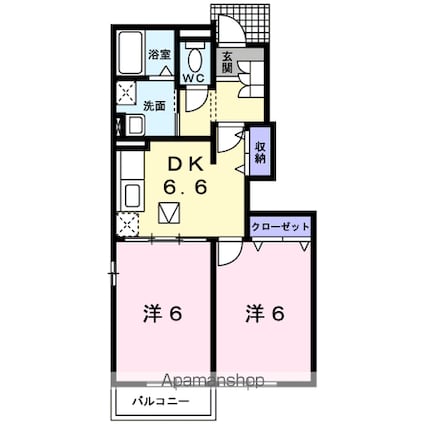 山梨県南巨摩郡富士川町最勝寺[2DK/44.67m2]の間取図