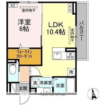 トリシア東口[1LDK/40.3m2]の間取図