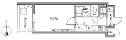 レジディア神楽坂[1K/21.01m2]の間取図