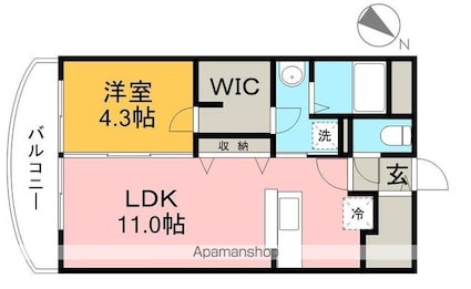 ベージョ・フロール[1LDK/40m2]の間取図