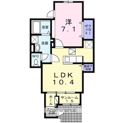 メゾンプラシード　Ⅴ[1LDK/45.31m2]の間取図