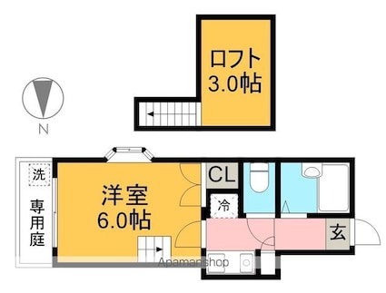 オクトスクエア[1K/18.63m2]の間取図