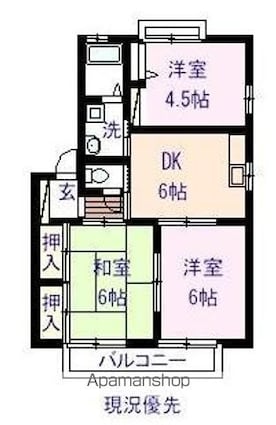 広島県福山市引野町１丁目[3DK/54.89m2]の間取図
