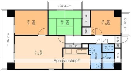 フェニックス山越[3LDK/72m2]の間取図