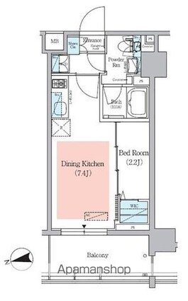 アーバネックス小石川春日[1DK/25m2]の間取図
