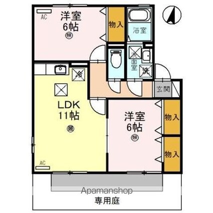 和歌山県和歌山市鳴神[2LDK/55.44m2]の間取図