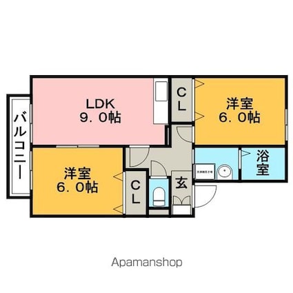 福岡県久留米市西町[2DK/50m2]の間取図