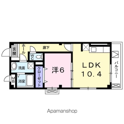 サピーハーモニー別保[1LDK/44.13m2]の間取図