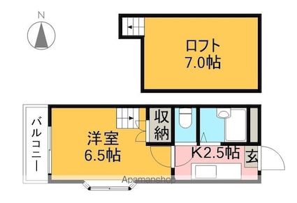 ハウス２０００ＫＵＷＡＮＡ[1K/39m2]の間取図