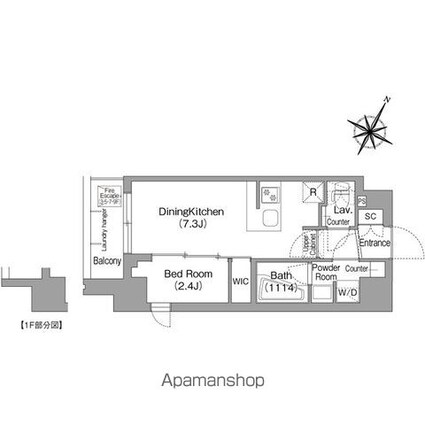 コンフォリア・リヴ新中野ＳＯＵＴＨ[1DK/25.96m2]の間取図