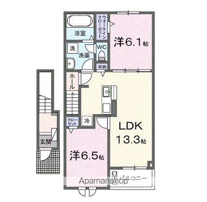 クレール九番館[2LDK/59.58m2]の間取図