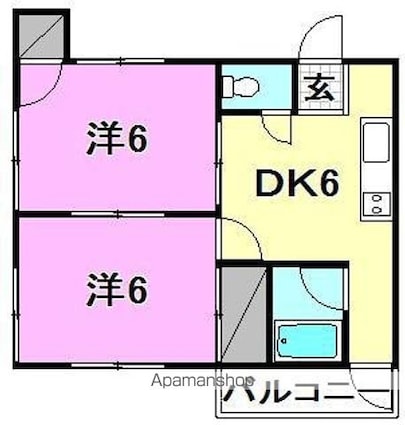 ラフェンテ枝松[2DK/36.45m2]の間取図