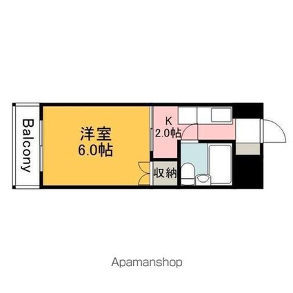広島県広島市中区舟入中町[1K/17.6m2]の間取図