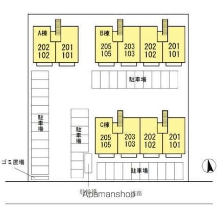 エスパース　Ｂ棟[2LDK/54.14m2]の配置図