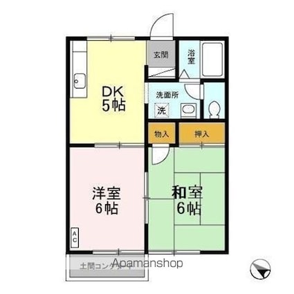 ジュネス・シャトー　ＩＩＩ[2K/40.07m2]の間取図