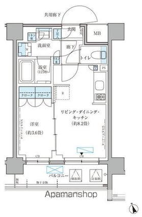 パークアクシス文京本郷[1LDK/30.64m2]の間取図
