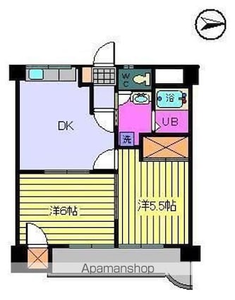 ノイシュロス久万ノ台[2DK/41.85m2]の間取図