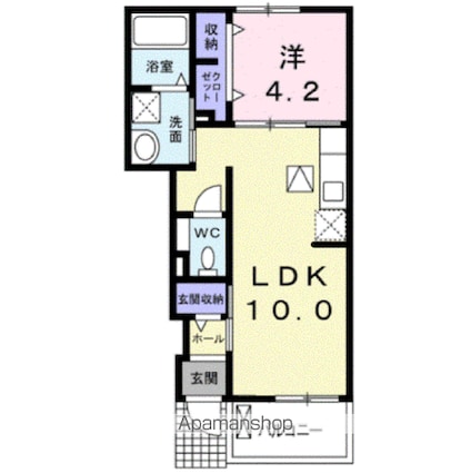 ホースパークＡ[1LDK/37.76m2]の間取図