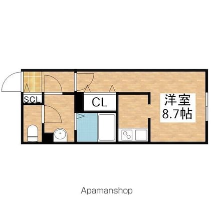 愛知県名古屋市昭和区御器所３丁目[1K/27m2]の間取図