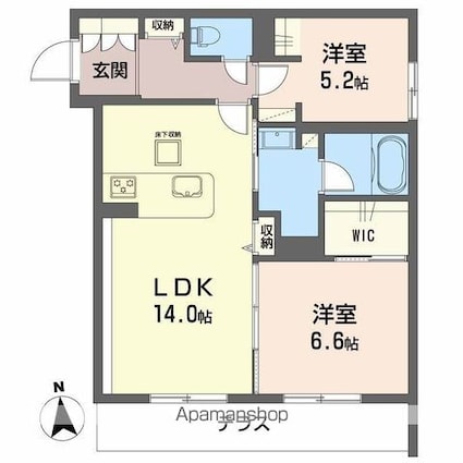 シャーメゾン江平　ＷＥＳＴ[2LDK/61.32m2]の間取図