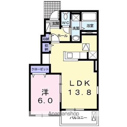 ジュネス・ＮＫ　Ｂ[1LDK/45.89m2]の間取図
