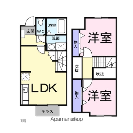 ニュークレストール光ケ丘[2LDK/58.22m2]の間取図