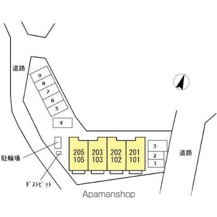 Ｓｑｕａｒｅ　Ｖｉｌｌａ　福島[1DK/30.73m2]の配置図
