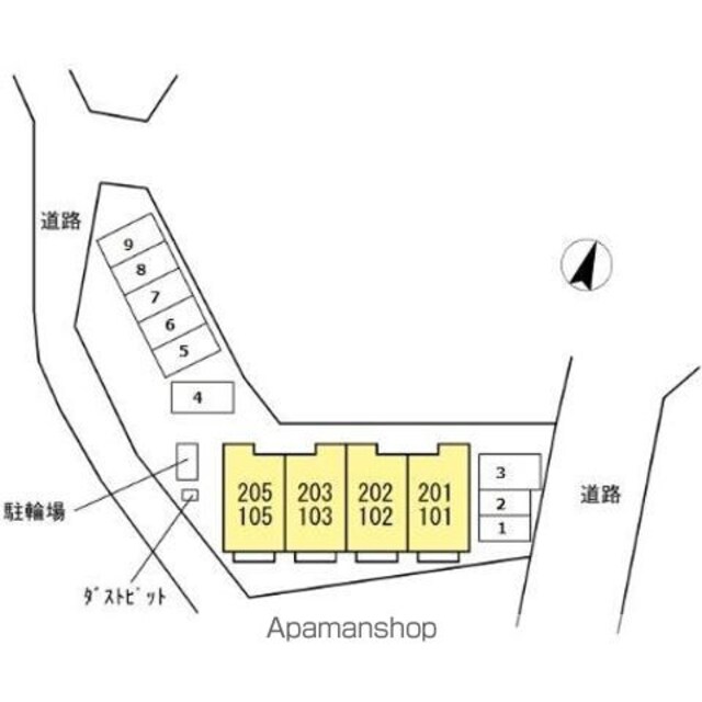Ｓｑｕａｒｅ　Ｖｉｌｌａ　福島[1LDK/42.38m2]の配置図