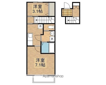 岩手県盛岡市上堂１丁目[1K/38.99m2]の間取図