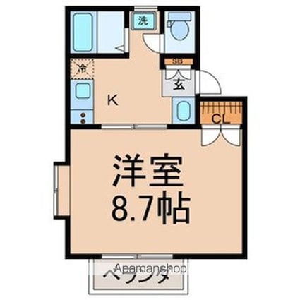 ルシエール八神[1K/26.6m2]の間取図