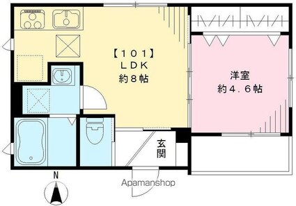 ボンジュール上北沢[1LDK/30.89m2]の間取図